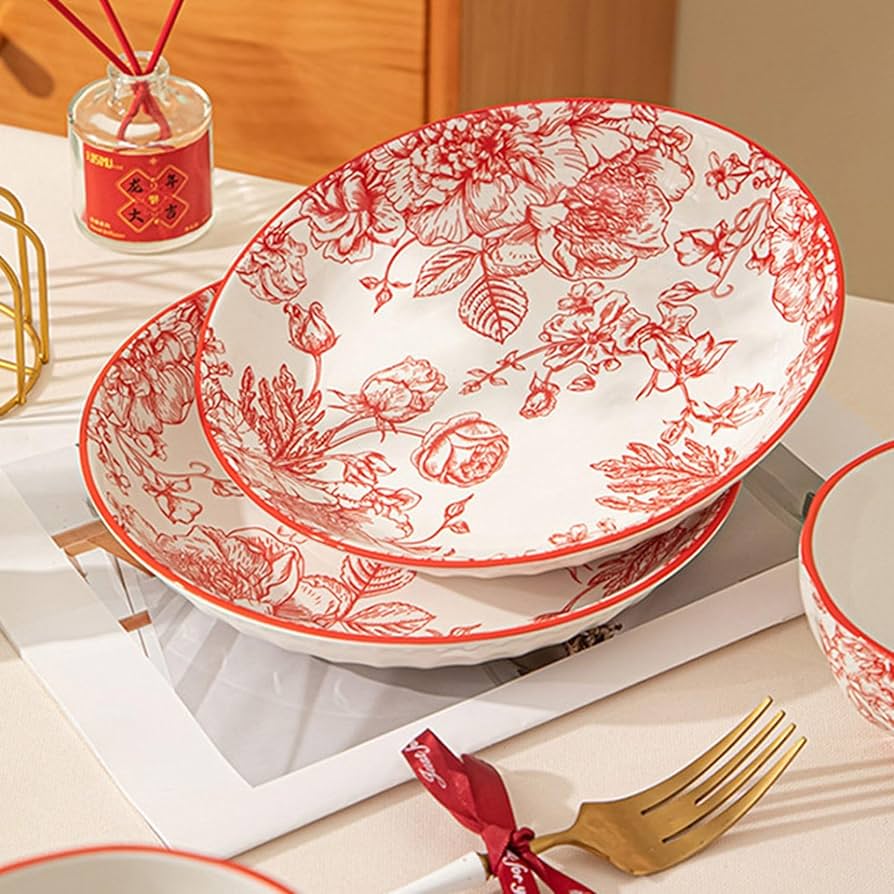 バラの花柄 陶器食器セット バラの花柄 陶器食器セット